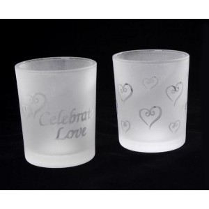 Winston Porter Frosted and Etched Love Theme Glass Votive Holder DEIC2648